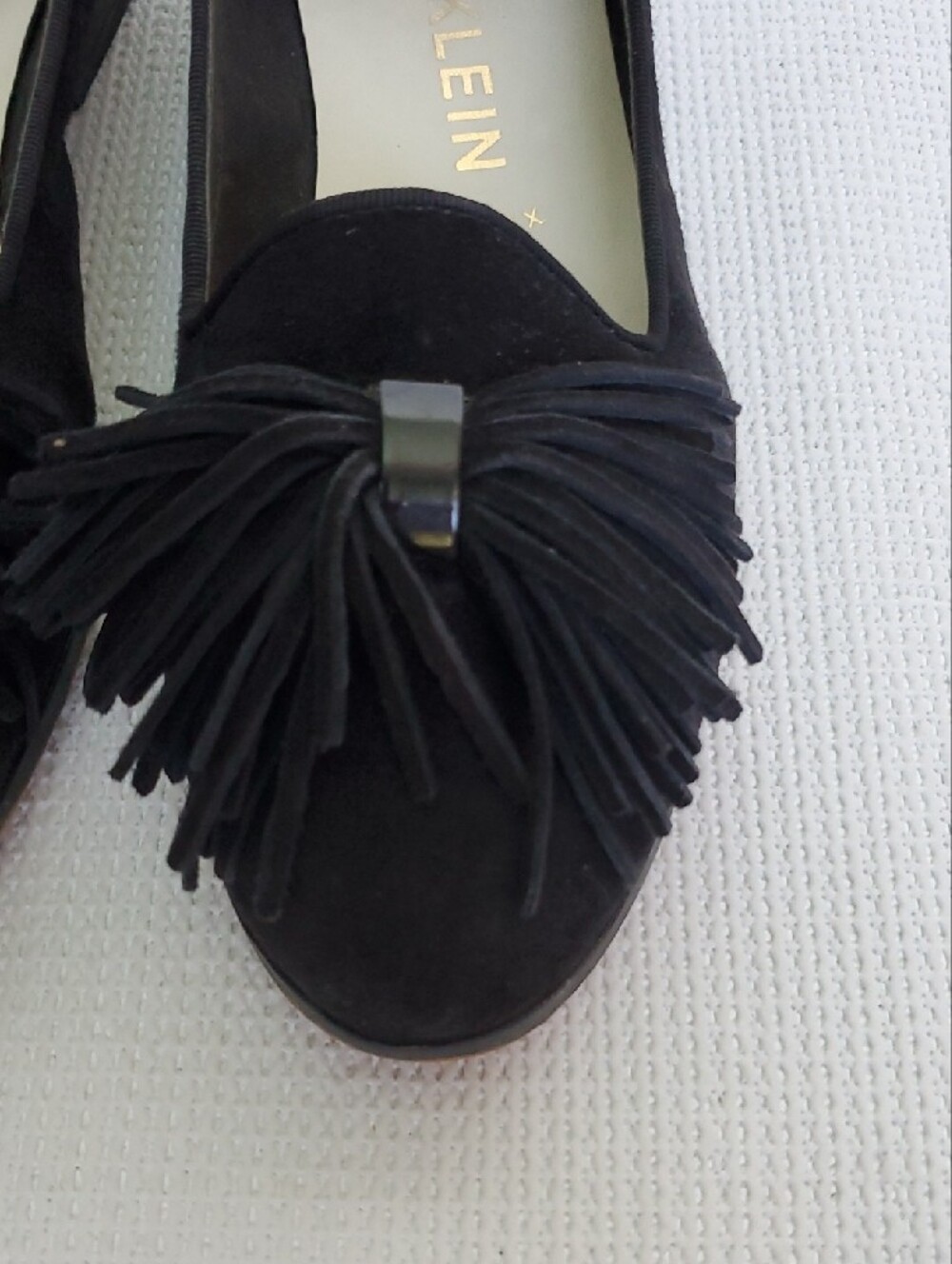 Anne Klein Black Suede Tassel Loafers - Picture 2 of 8